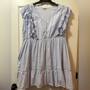 White Birch Light Blue Ruffled Dress